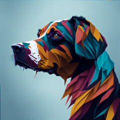 abstract dog, KI, Generative AI, Generativ, Blue Background, Colorful