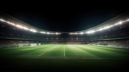 Fototapeta na wymiar Football stadium with good grass, and good lighting, AI Generative