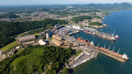 Fototapeta na wymiar Aerial images of SCPAR port of São Francisco do Sul