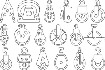 Pulleys Sample  Outline Bundle,Clip Art