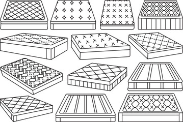 Mattress  Outline Bundle,Clip Art 