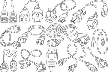 Power Cord  Outline Bundle,Clip Art