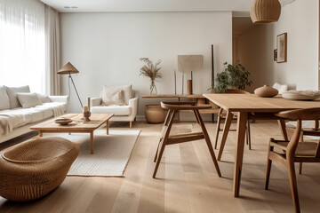 Living room with wooden table