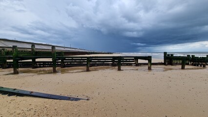 Fototapeta na wymiar Walcott beach Norfolk UK stormy weather 