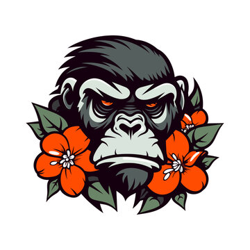 A fierce gorilla comes to life in this hand drawn logo design illustration, perfect for a strong and bold brand identity