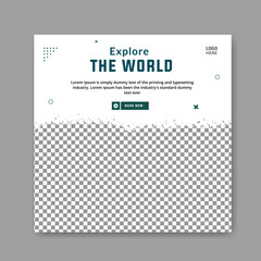Travel the world social media post design, travel banner and cover 