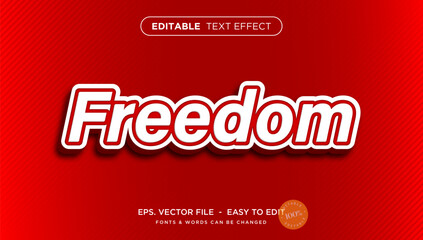 Modern 3D red freedom editable text effect