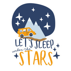 Camping hand written lettering Mental health quote. Modern typographic slogan. Vector illustration.