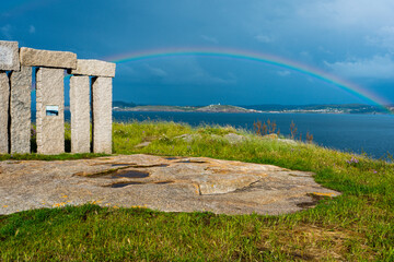 beautiful rainbow on the sea coast