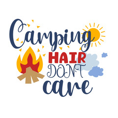 Camping hand written lettering Mental health quote. Modern typographic slogan. Vector illustration.