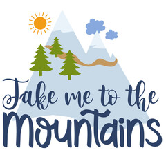 Camping hand written lettering Mental health quote. Modern typographic slogan. Vector illustration.