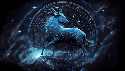 Capricorn, zodiac constellation, astrology. AI generative content