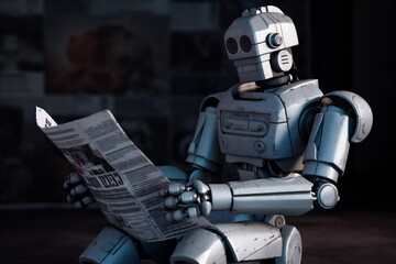 digital ai document artificial laptop hand technology office paper robot. Generative AI.