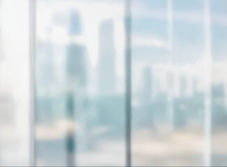 Plakat Blurred abstract glass wall from building in city town background.