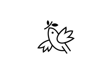 simple bird logo template carrying leaf twig