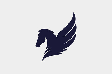 Pegasus horse flat logo design