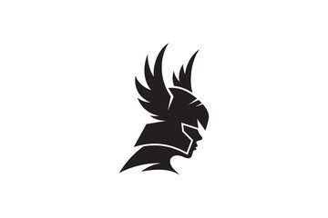 Fototapeta premium valkyrie silhouette flat logo design