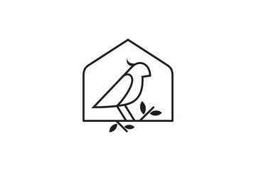 bird and house simple line style logo