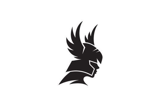 valkyrie silhouette flat logo design