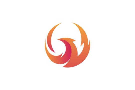 phoenix mythological bird logo design template