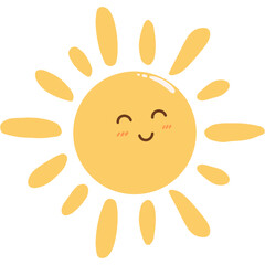 Happy sun cartoon character. Smiley sunny