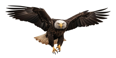 American Bald Eagle In Flight Isolated on a Transparent Background - Generative AI Transparent PNG.