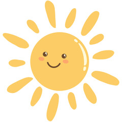 Happy sun cartoon character. Smiley sunny