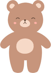 Happy kawaii teddy bear cartoon character