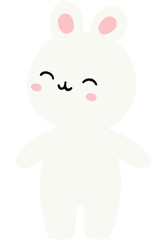 Happy kawaii white bunny rabbit cartoon character