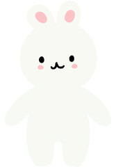 Happy kawaii white bunny rabbit cartoon character