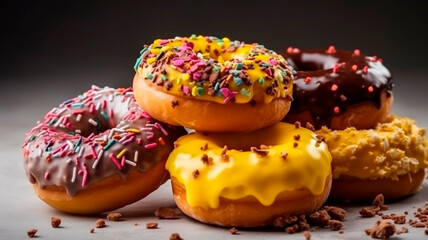 four colored donut with sprinkles