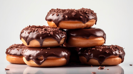 chocolate donuts on white background