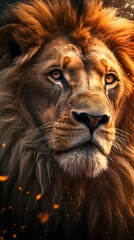 Lion Portrait on Dark Background. Generative ai