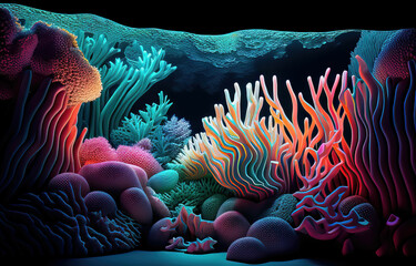 coral reef in aquarium created with Generative AI technology