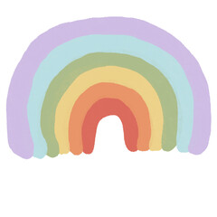 Pastel rainbow with transparent background. Colorful modern rainbow.