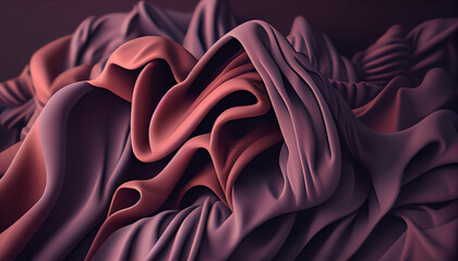 Abstract Modern 3D Render Background with Acidic Hues and Folded Cloth Macro Generative AI