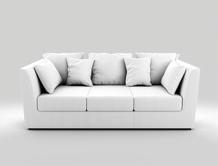 White minimalist sofa with white pillows isolated on a light background. Generative ai couch design