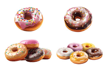 realistic Glazed donuts set. vector isolated