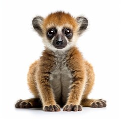 Baby Lemur isolated on white (generative AI)