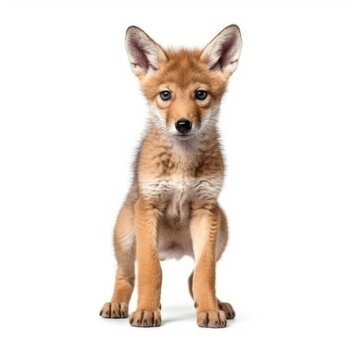 Baby Coyote isolated on white (generative AI)