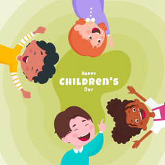 Happy childrens day with boys and girls cartoons design, International celebration theme Vector illustration