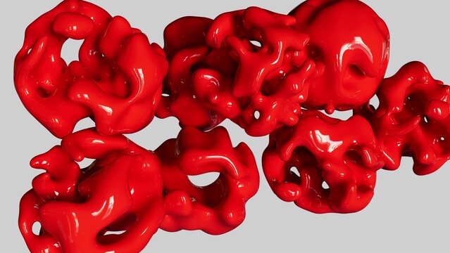 Red Organic Abstract Plastics Composition.