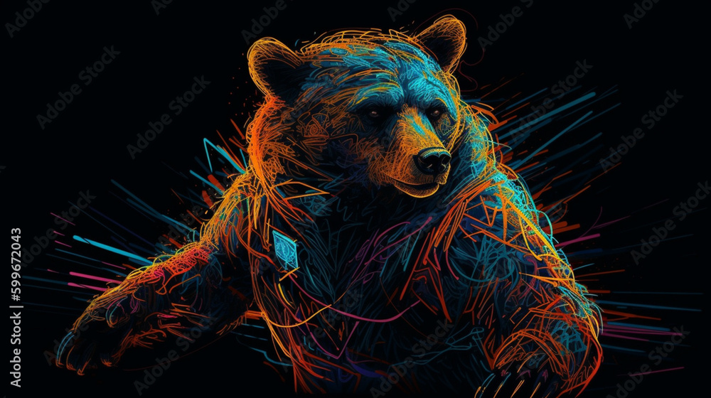 Sticker Bear in futuristic clothing Generative AI 