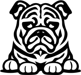 Mascot logo of a bulldog in black and white, vector illustration of a pet dog