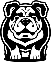 Mascot logo of a bulldog in black and white, vector illustration of a pet dog