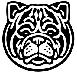 Mascot logo of a bulldog in black and white, vector illustration of a pet dog