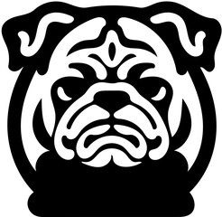 Mascot logo of a bulldog in black and white, vector illustration of a pet dog