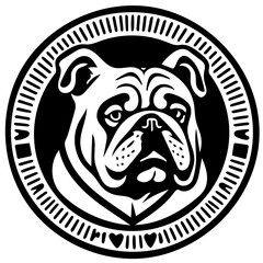 Mascot logo of a bulldog in black and white, vector illustration of a pet dog