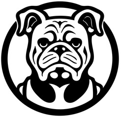 Mascot logo of a bulldog in black and white, vector illustration of a pet dog