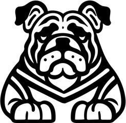 Mascot logo of a bulldog in black and white, vector illustration of a pet dog
